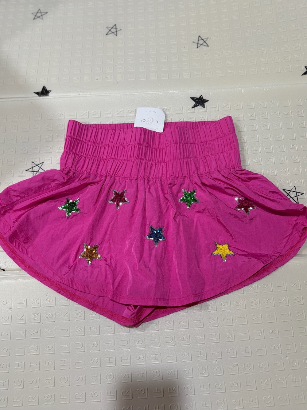Peach Love California Hot Pink Star Sequin Skort